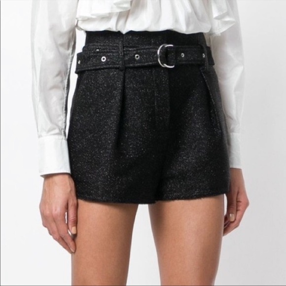 NWT IRO bc Chopan belted shorts - black glitter size 36 - Picture 1 of 11